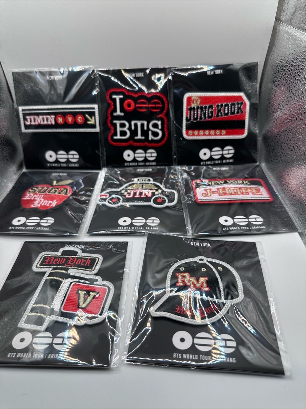 Exclusive BTS Arirang New York Pop Up Embroidery Patch Clip Pin - Complete 8 Set